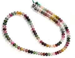 262.85 Carats Multi Tourmalines Smooth Beads Necklace For Fine Jewelry
