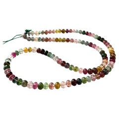 262.85 Carats Multi Tourmalines Smooth Beads Necklace For Fine Jewelry 