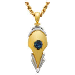 2.62ct Australian Sapphire, Diamond, 18K Gold & Platinum Necklace