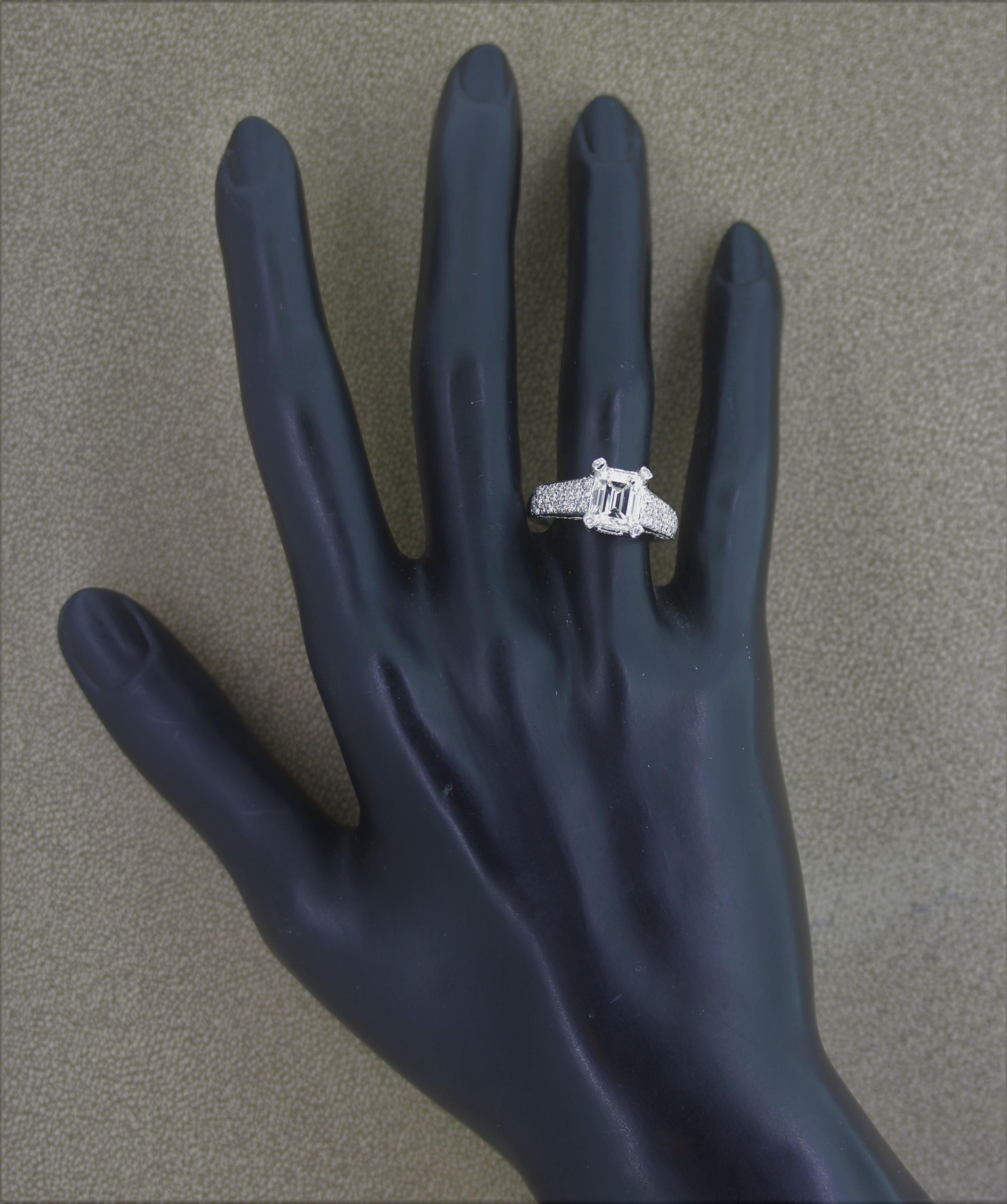 2.62 Carat Emerald Cut Diamond Platinum Ring, GIA Certified For Sale 4