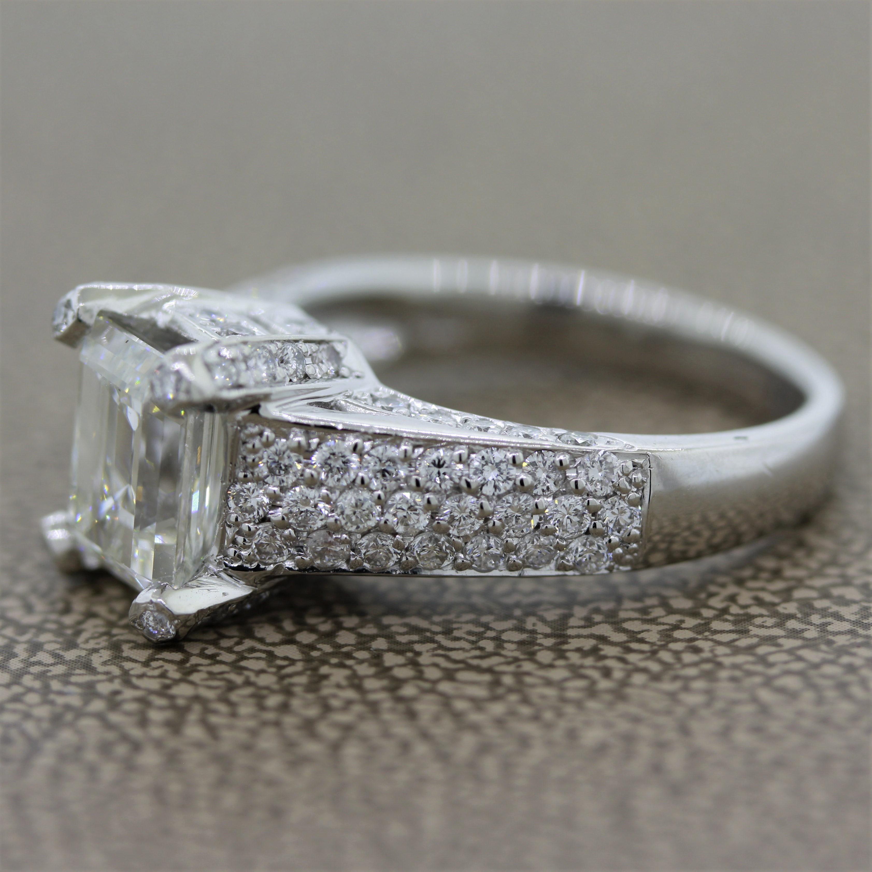 2,62 Karat Smaragdschliff Diamant Platin Ring, GIA zertifiziert im Zustand „Neu“ im Angebot in Beverly Hills, CA