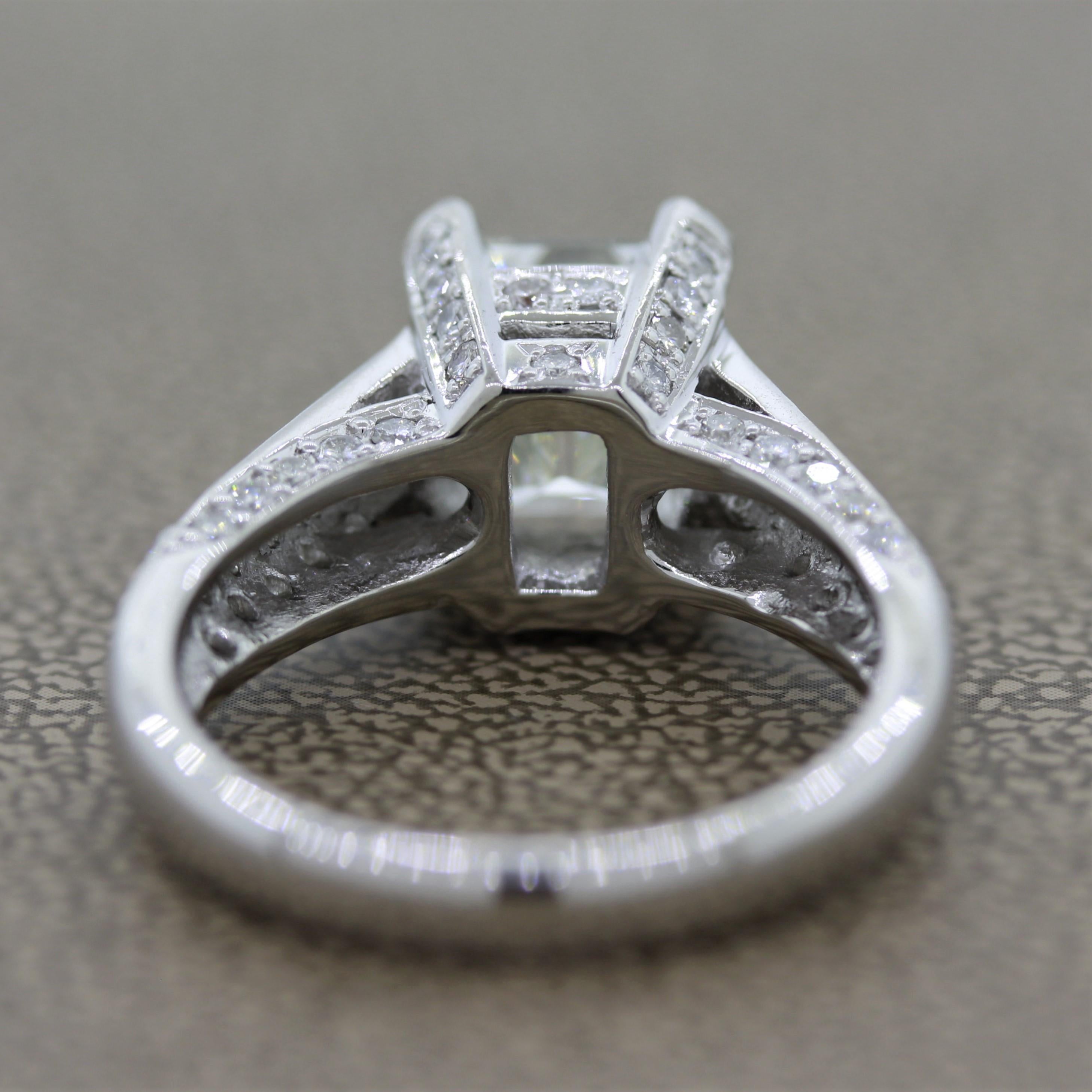 2,62 Karat Smaragdschliff Diamant Platin Ring, GIA zertifiziert im Angebot 1