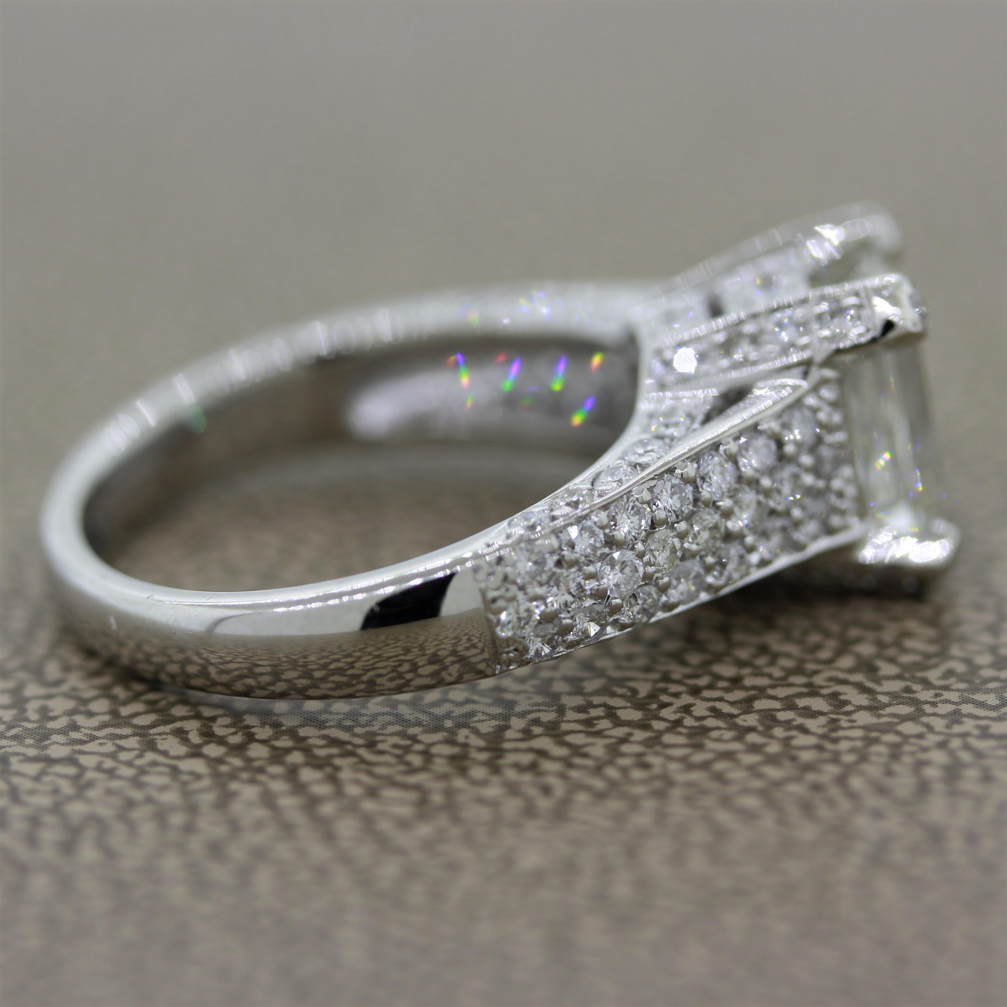 Women's 2.62 Carat Emerald Cut Diamond Platinum Ring, GIA Certified For Sale