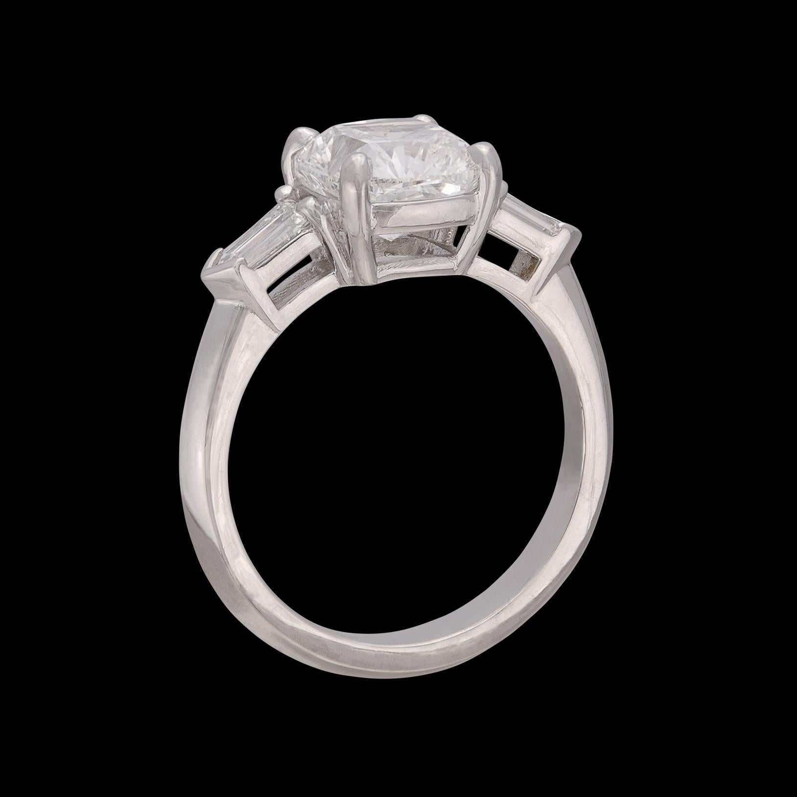 2.62ct GIA Cushion Cut Platinum Diamond Ring For Sale 2