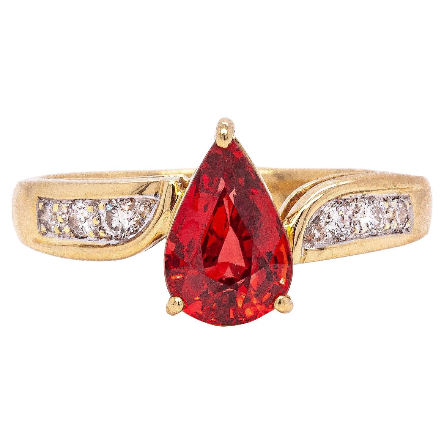 2.62ct Orange Sapphire and Diamond 18 Carat White & Yellow Gold Engagement Ring