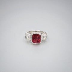2.62ct Pink Tourmaline and 0.86ct Diamonds set ring in Platinum