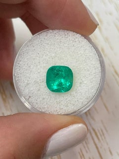 2.63 Carat 8.5x8.5 Colombian Emerald - Cushion Cut, Genuine Gem May Birthstone