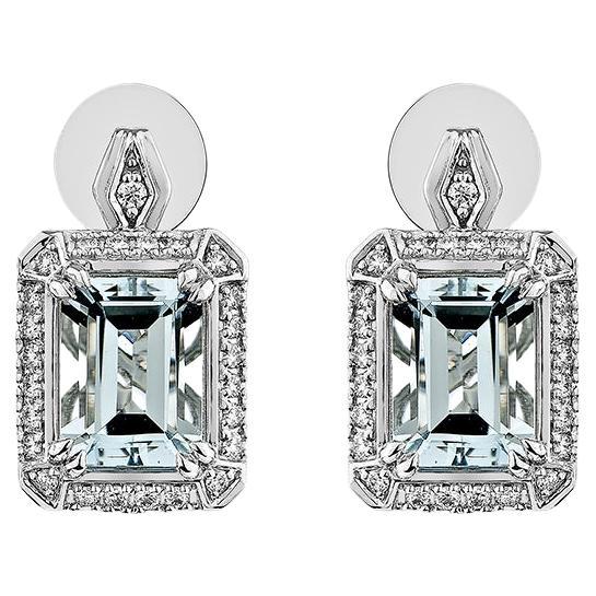 Sunita Nahata Aquamarine 2.63ct. Stud Earring in 18KWG with Diamond.