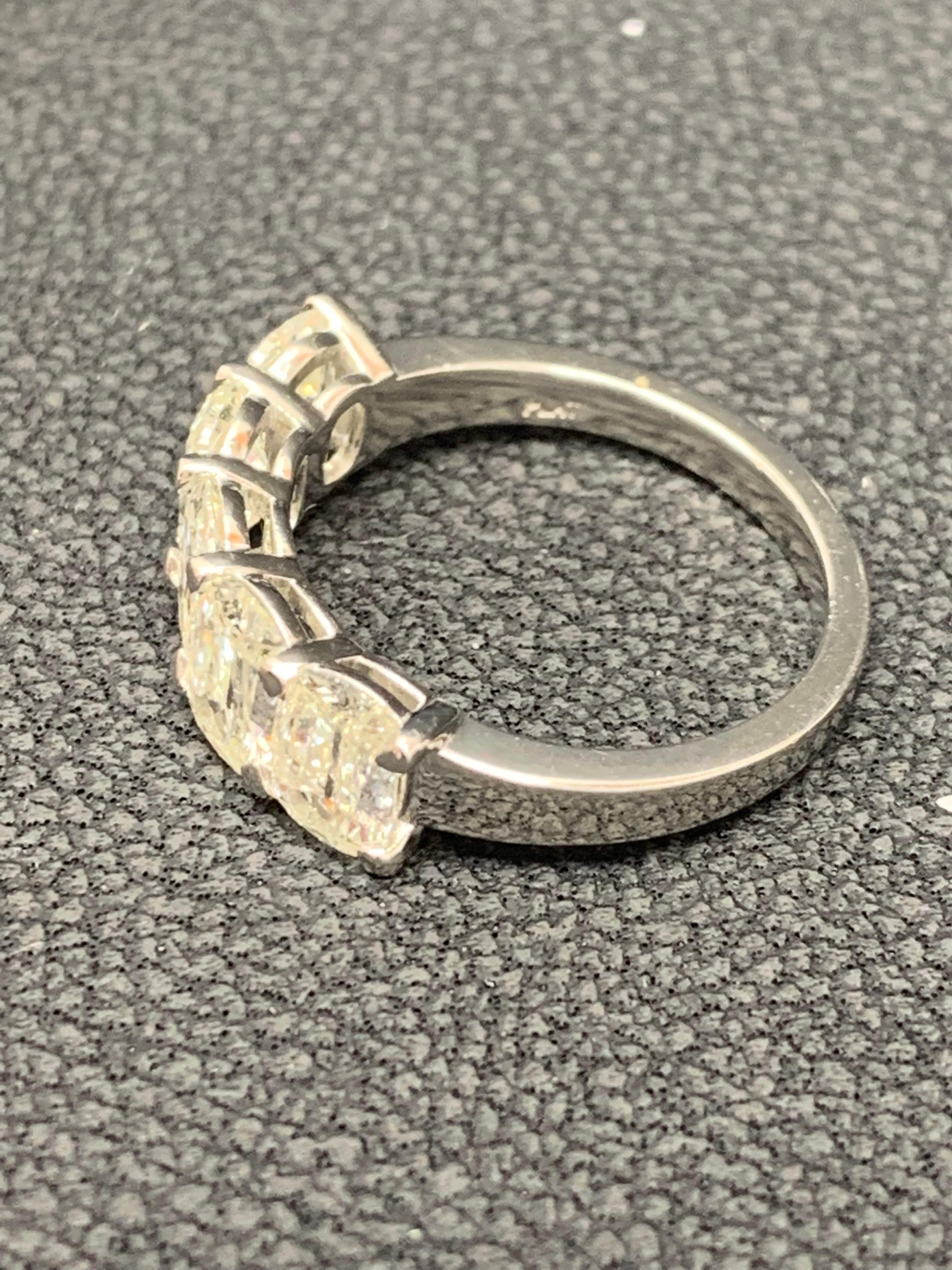 Women's 2.63 Carat Cushion Cut 5 Stone Diamond Ring in Platinum For Sale