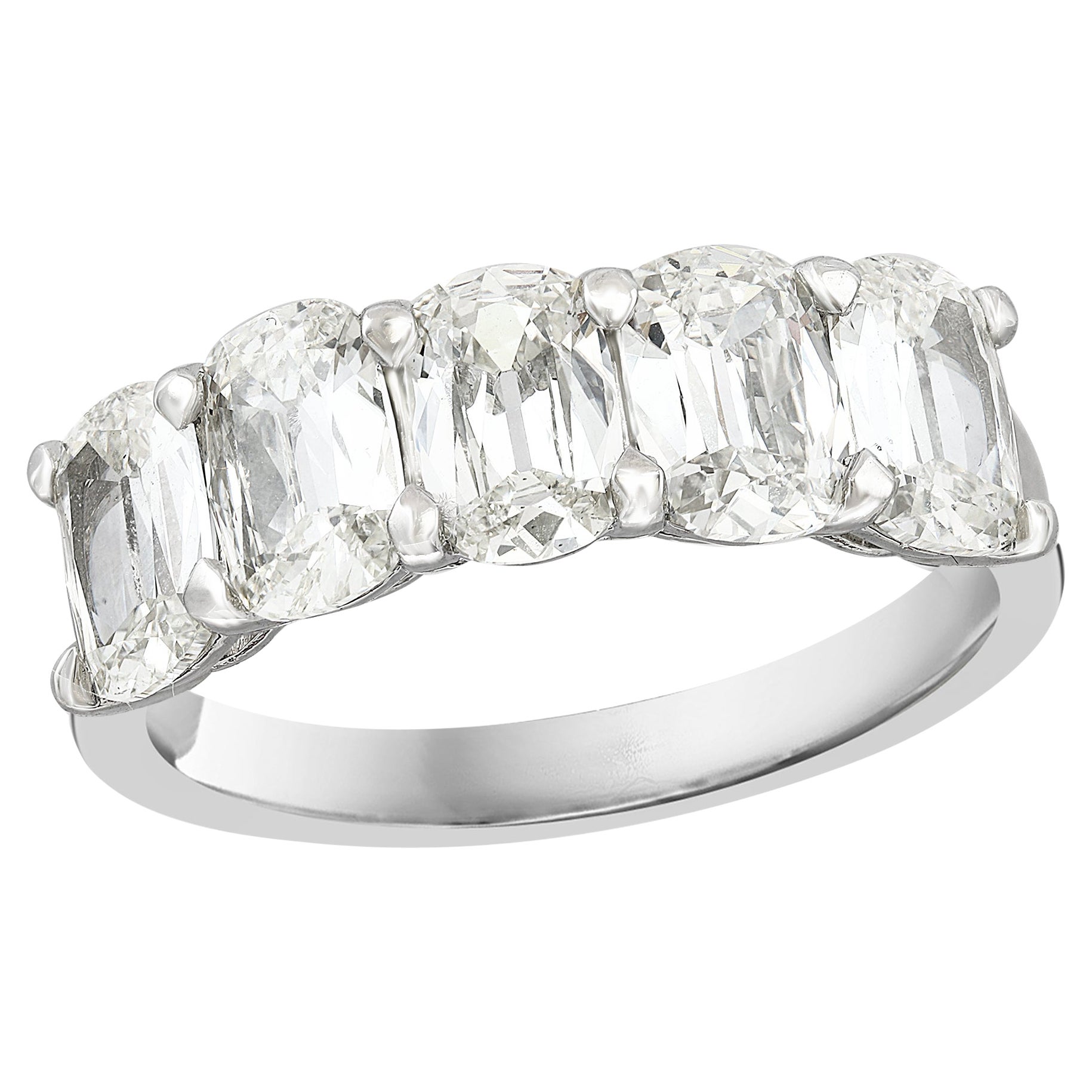 2.63 Carat Cushion Cut 5 Stone Diamond Ring in Platinum For Sale