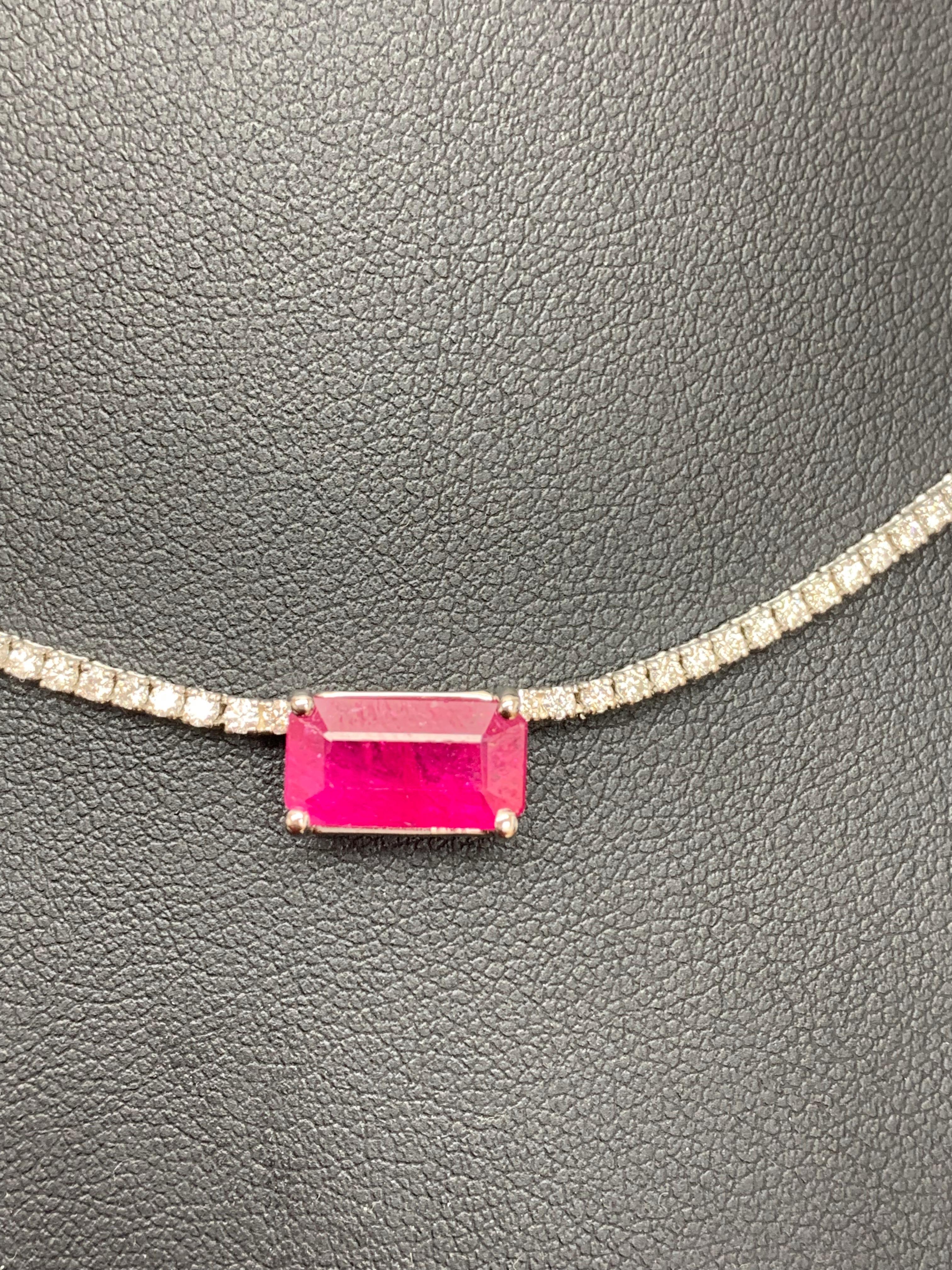emerald cut ruby pendant