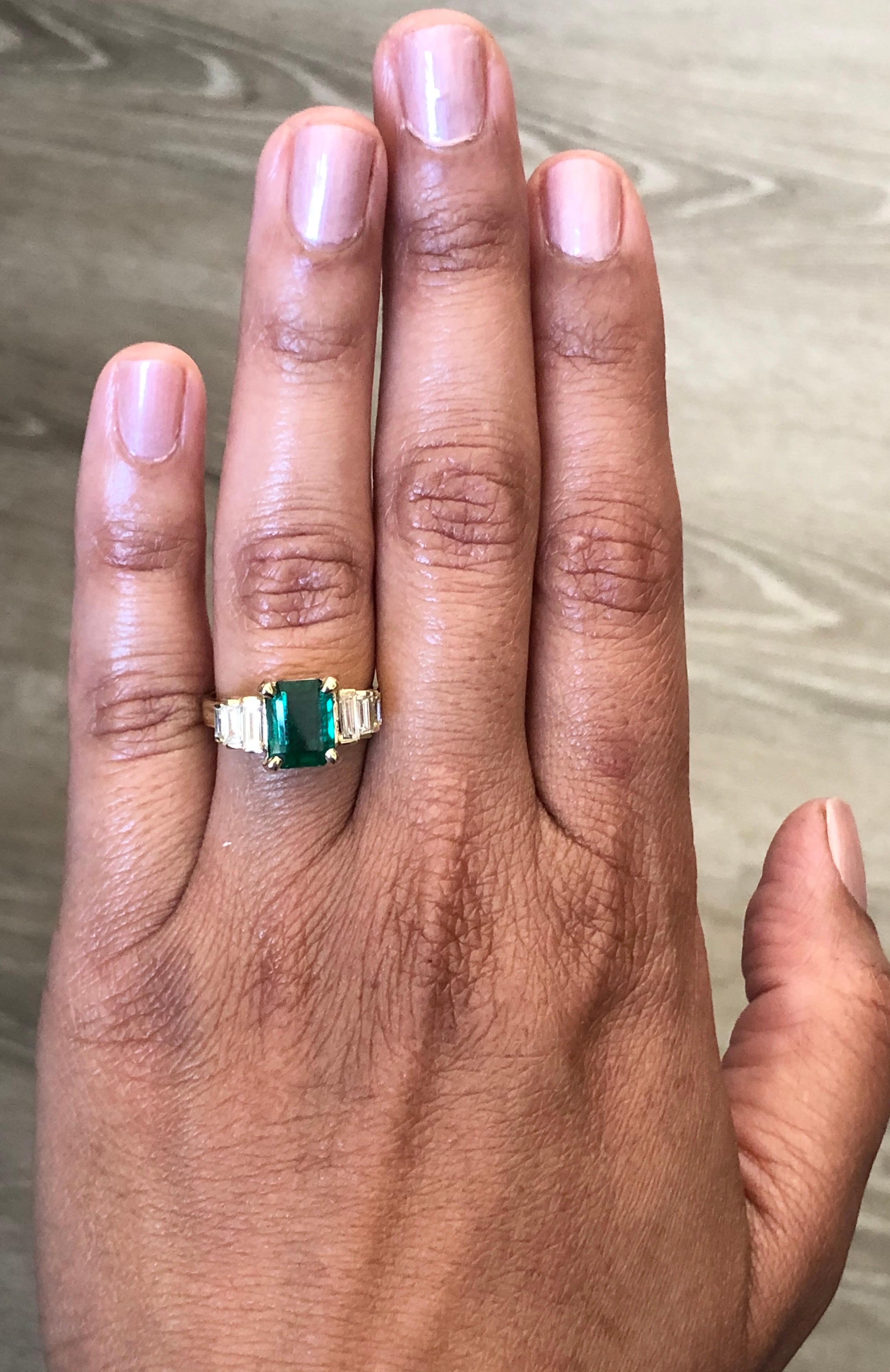 2.63 Carat Emerald Diamond 18 Karat Yellow Gold Engagement Ring In New Condition In Los Angeles, CA