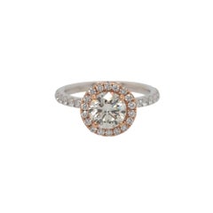 2.63 Carat GIA Natural Round Diamond Halo Engagement Ring 18 Karat in Stock