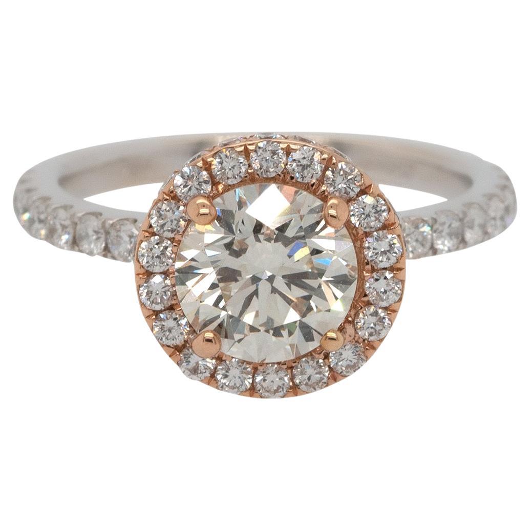 2.63 Carat GIA Natural Round Diamond Halo Engagement Ring 18 Karat in Stock
