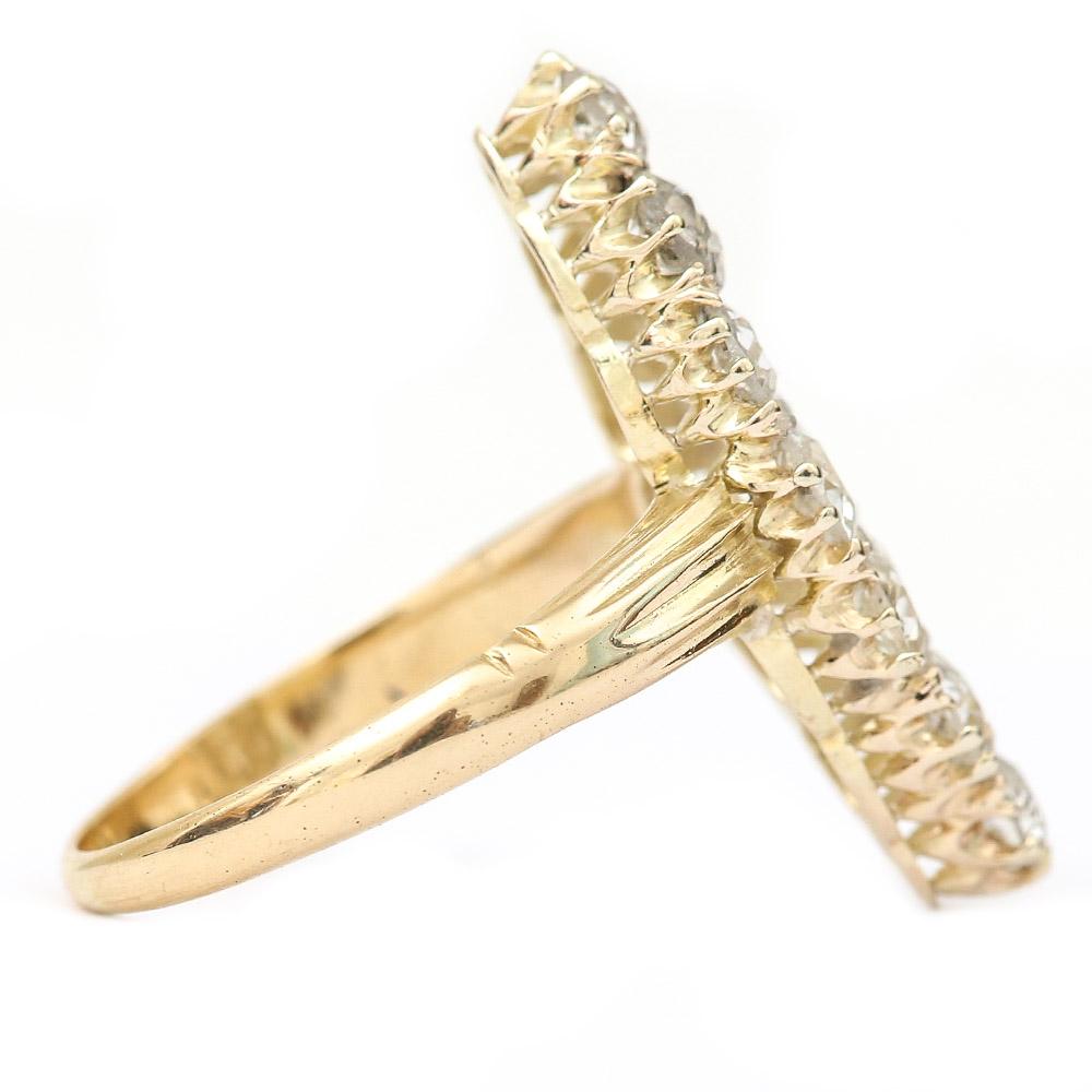 Old European Cut Victorian 2.63 Carat Marquise Navette Diamond Ring 18 Karat Gold, circa 1880