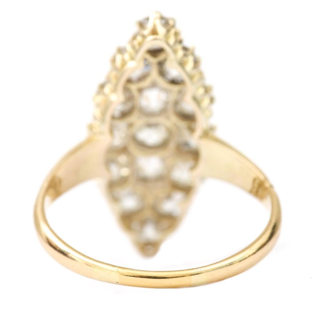 Victorian 2.63 Carat Marquise Navette Diamond Ring 18 Karat Gold, circa 1880 2