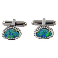 2.63 Carat Opal Diamond Cufflinks