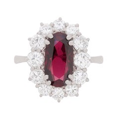 Retro 2.63 Carat Ruby and Diamond Cluster Dress Ring, circa 1960s
