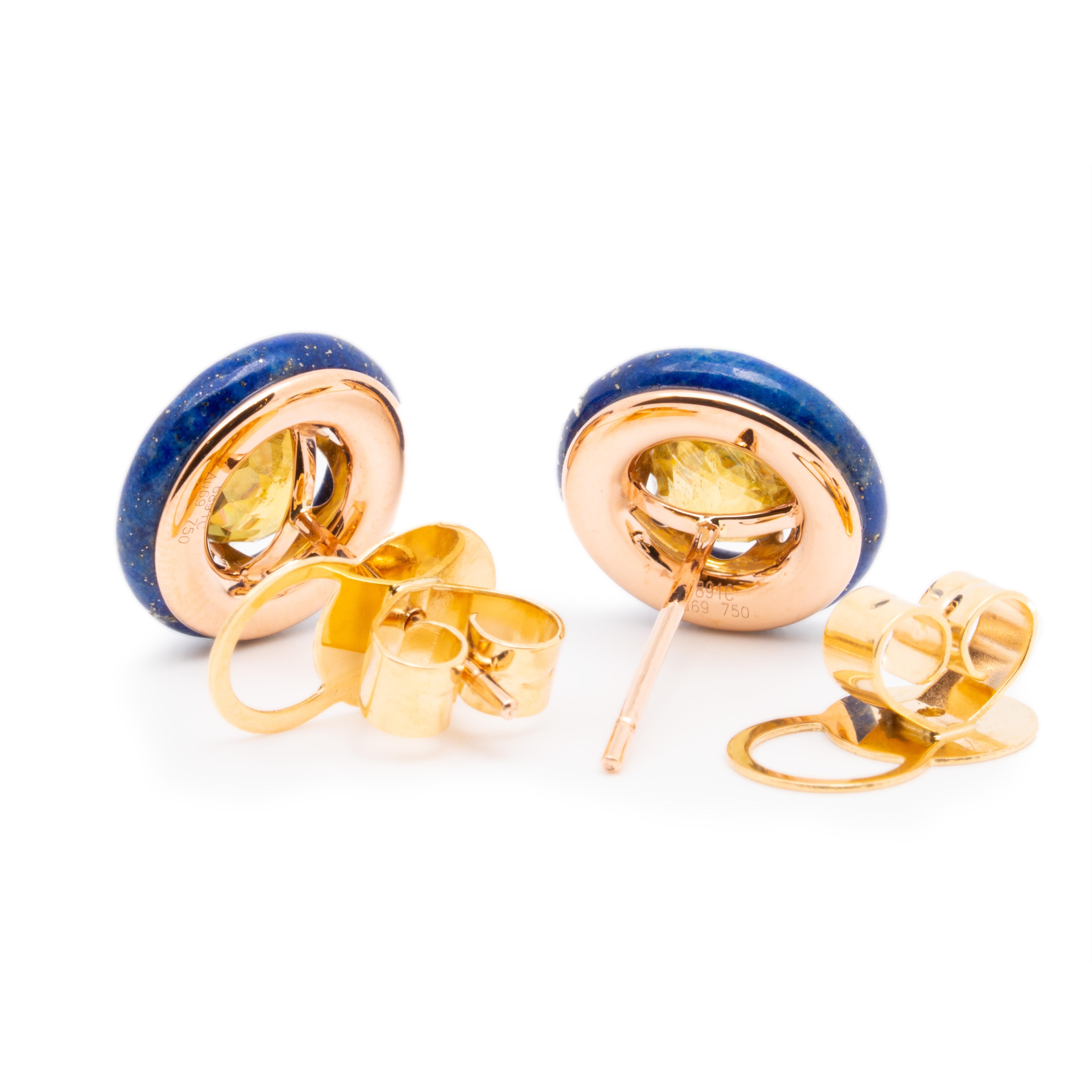 Femenino o masculino Pendientes de esfena (titanita) y lapislázuli de 2,63 quilates, oro rosa de 18 quilates, Austy Lee en venta