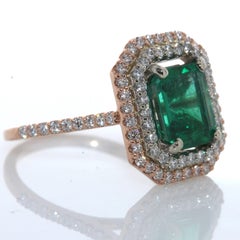 2.63 Carat Weight Emerald & Diamond Ring in 14k Rose Gold