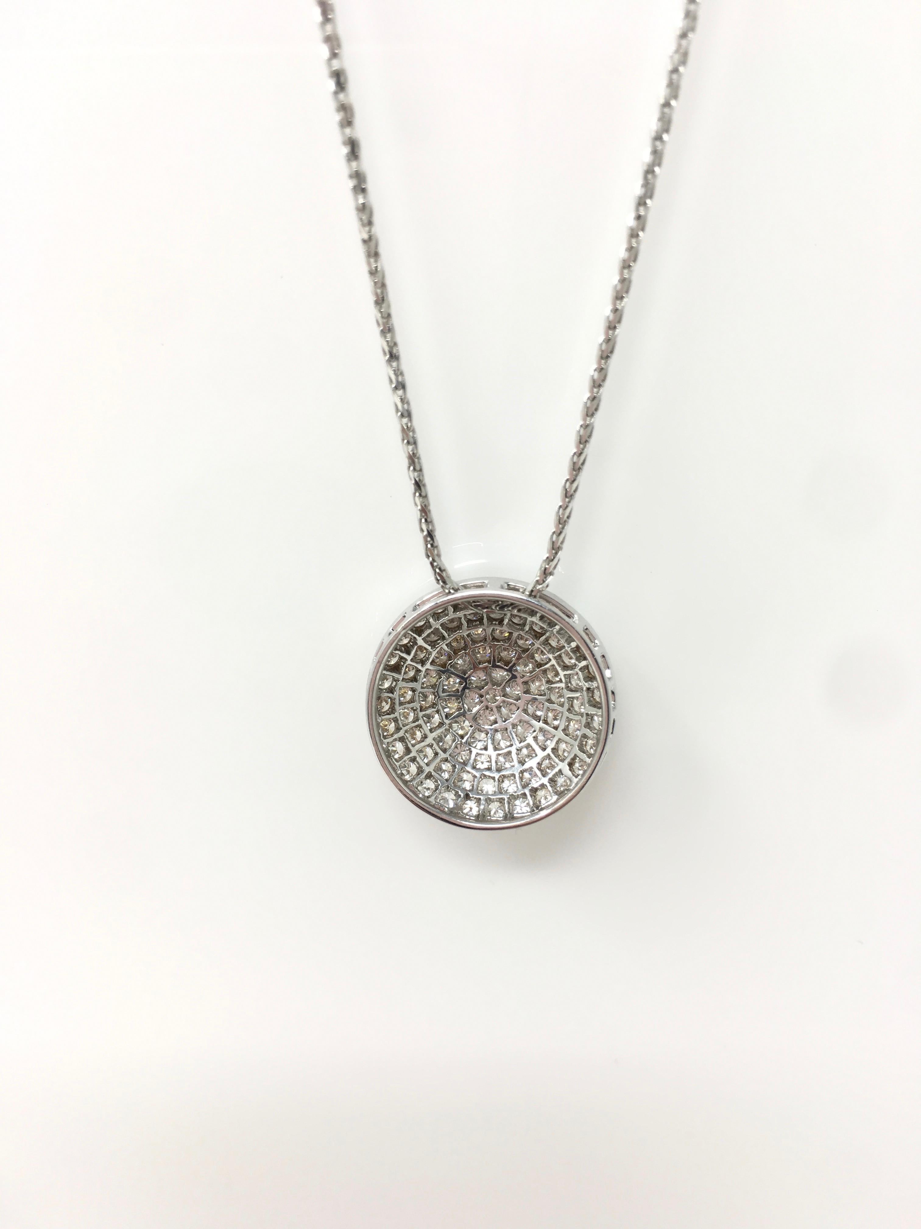 2,63 Karat weißer runder Brillant Diamant-Anhänger mit passenden Ohrringen in 18K. (Rundschliff) im Angebot
