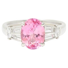 2,63 Carati Senza Calore Zaffiro Padparadscha Diamante Platino Gemma Anello GIA