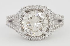 2.63 Ct EGL Certified Round Brilliant Cut Diamond Halo Engagement Ring