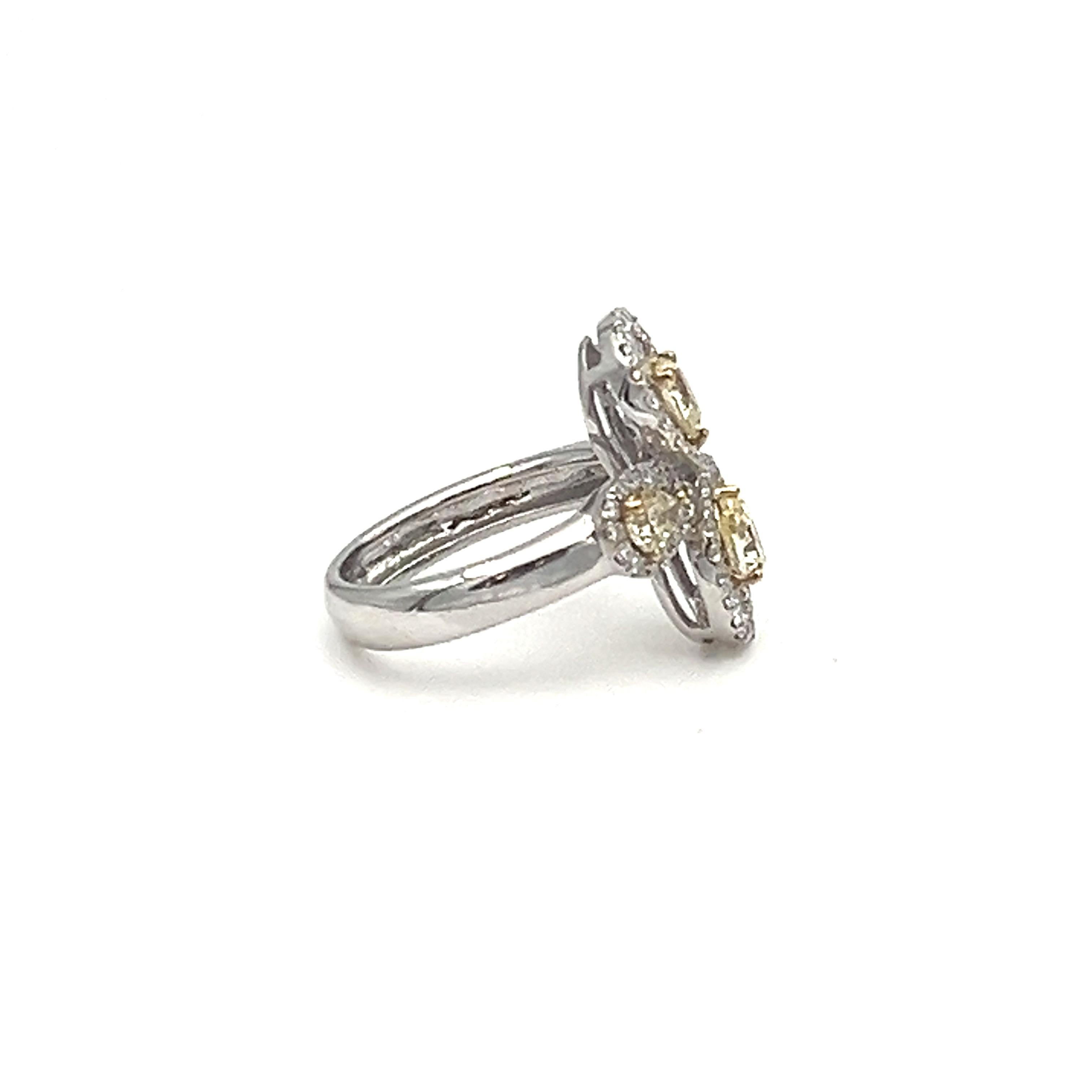 2.63 ct Naturgelb & Diamant Ring  (Tropfenschliff) im Angebot