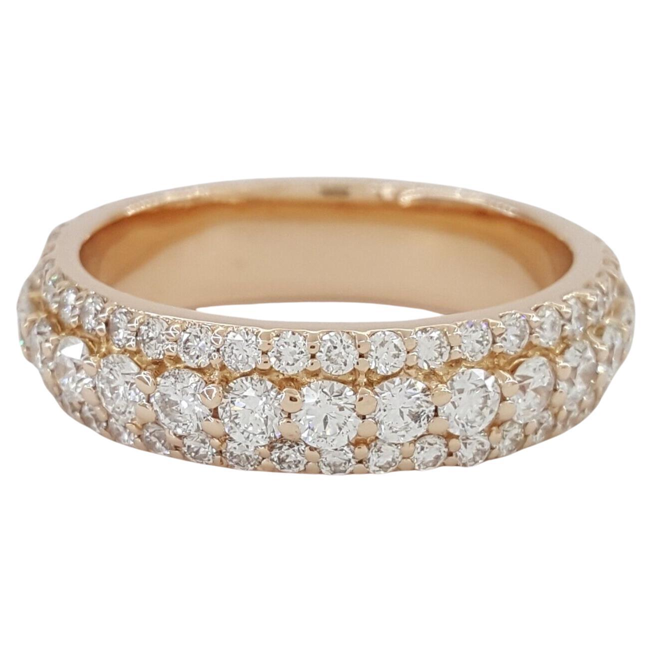 Bague en or rose 14 carats avec diamants ronds brillants d'un poids total de 2,63 carats en vente