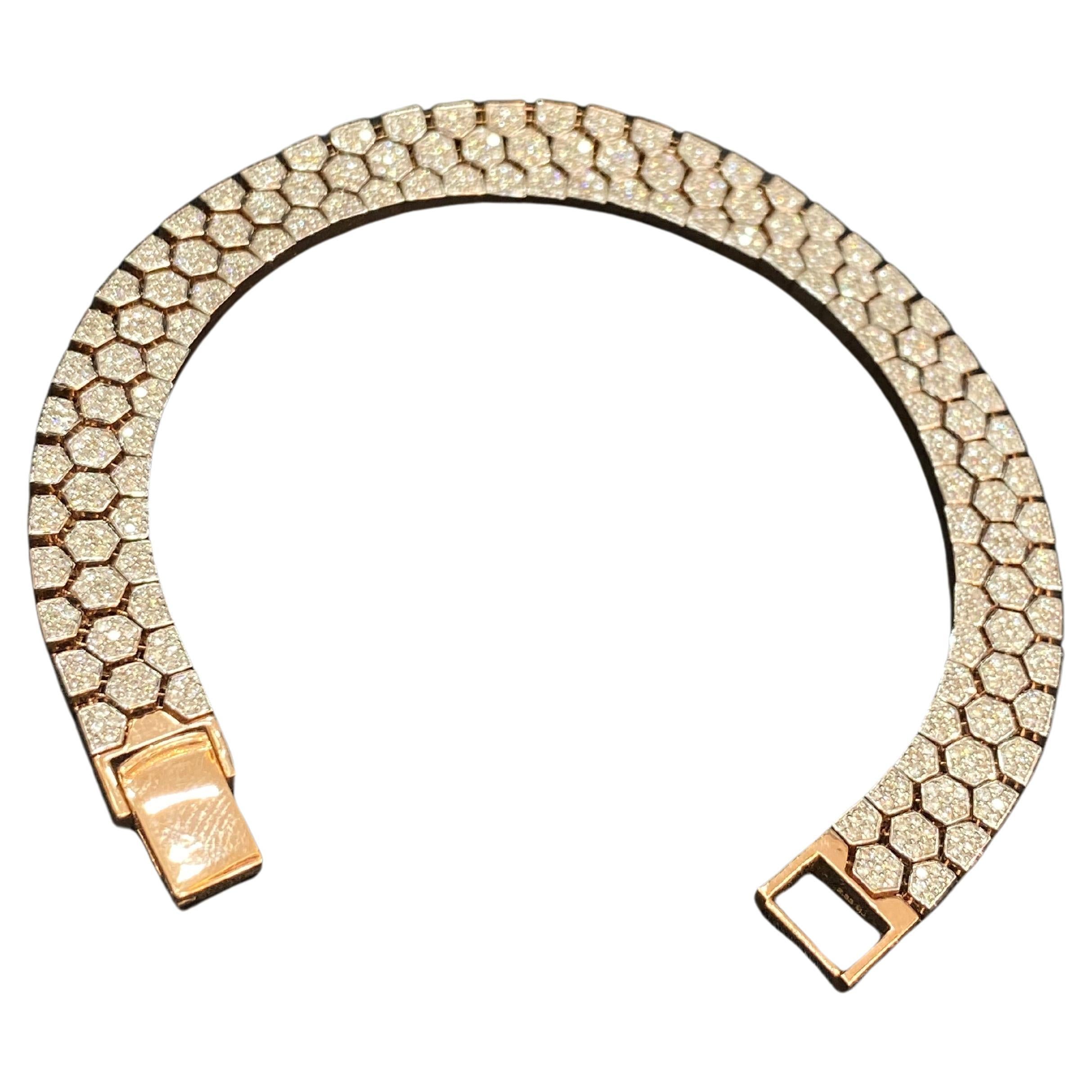 2.63 Cts F/VS1 Round Brilliant Cut Diamonds Men's Tennis Bracelet 14K Rose Gold