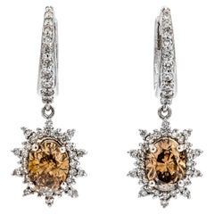 2.63 tcw Natural Fancy Yellowish Brown Diamond Earrings, No Reserve Price