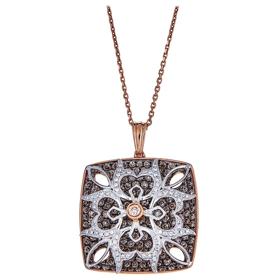 2.63 TCW White and Chocolate Diamond Pendant in 18 karat Gold by Gregg Ruth