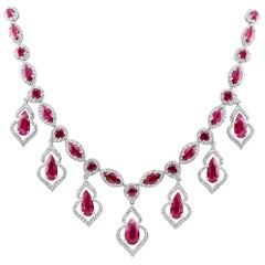 26.30 Carat Ruby White Gold Necklace