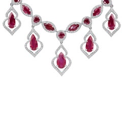 26.30 Carat Ruby White Gold Necklace