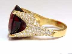 26.31ct GIA Natural Red Spessartite Garnet Diamonds Raised Crown Ring 18KT