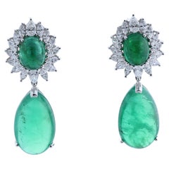26.32 Carat Emerald and Diamond Earring in 18 Karat Gold