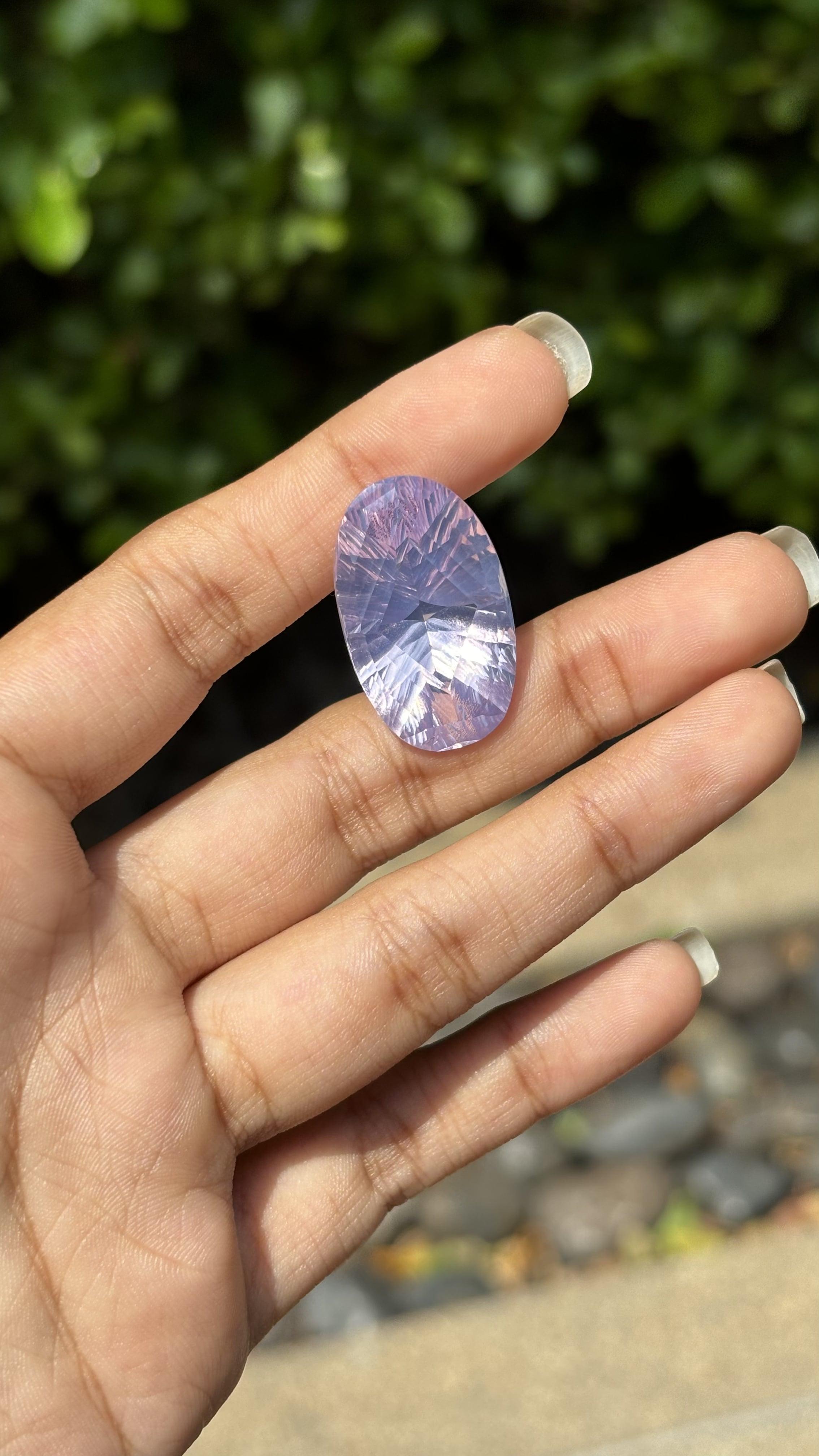 Crisscut 26.38 Carat Fancy Pastel Purple Amethyst Stone For Sale