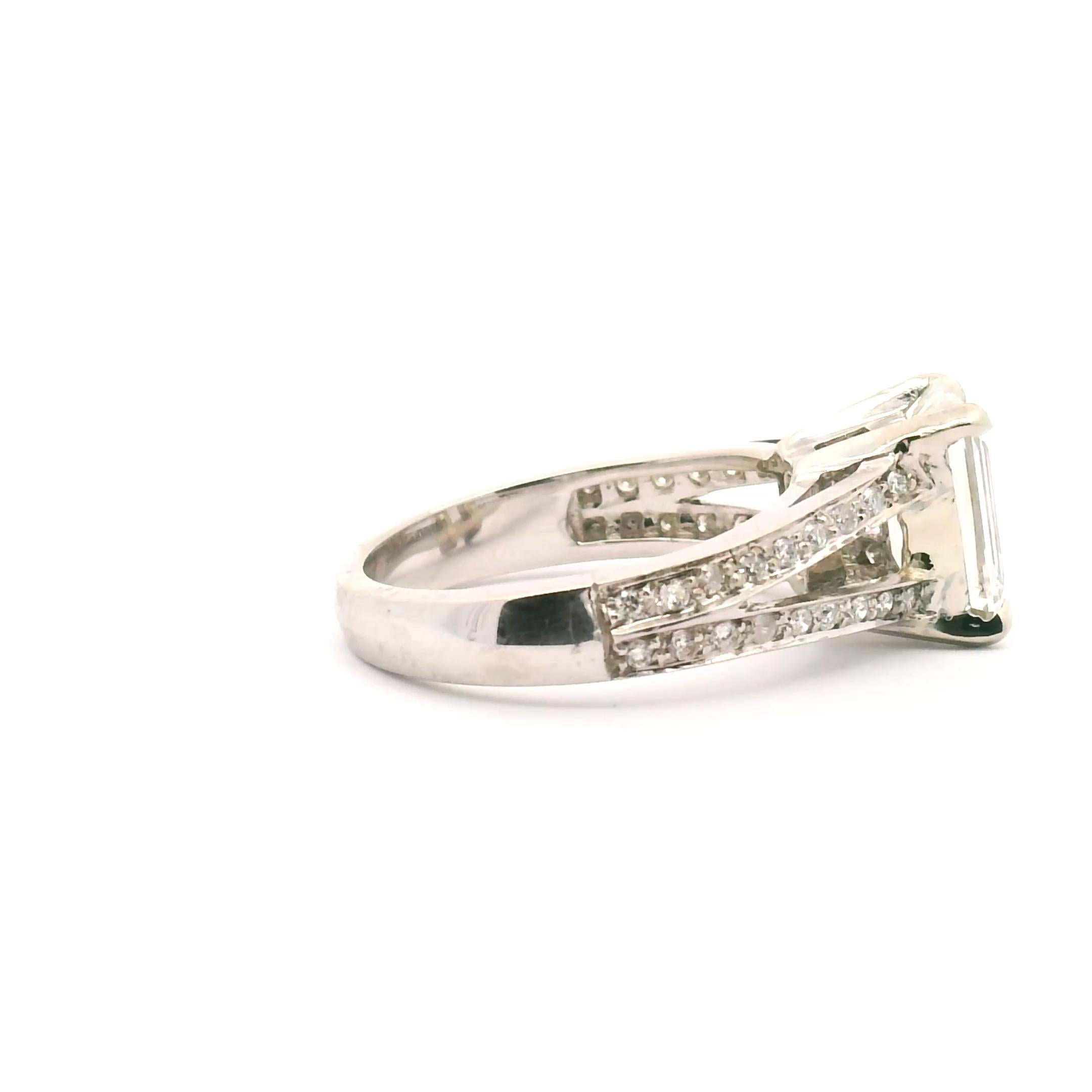 Women's 2.63ct. Emerald Cut Diamond Engagement Ring For Sale