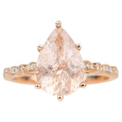 2.63ct Galaxy Morganite Diamond Shank 14K Rose Gold Engagement Ring R6372