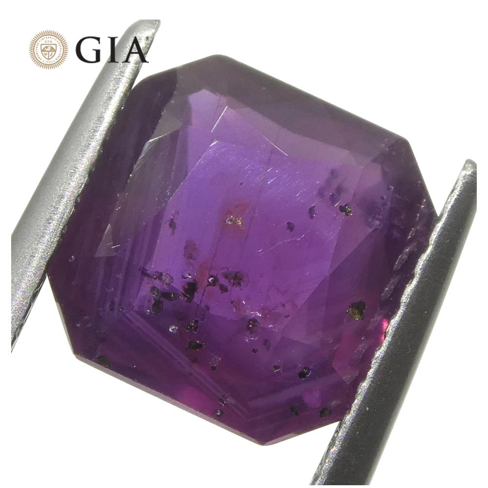 Rubí natural rojo púrpura octogonal/cuadrado de 2,63 ct certificado por el GIA África oriental sin calentar en venta 9