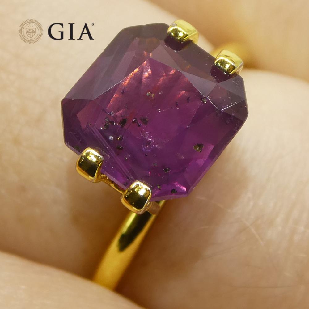 Rubí natural rojo púrpura octogonal/cuadrado de 2,63 ct certificado por el GIA África oriental sin calentar Corte brillante en venta