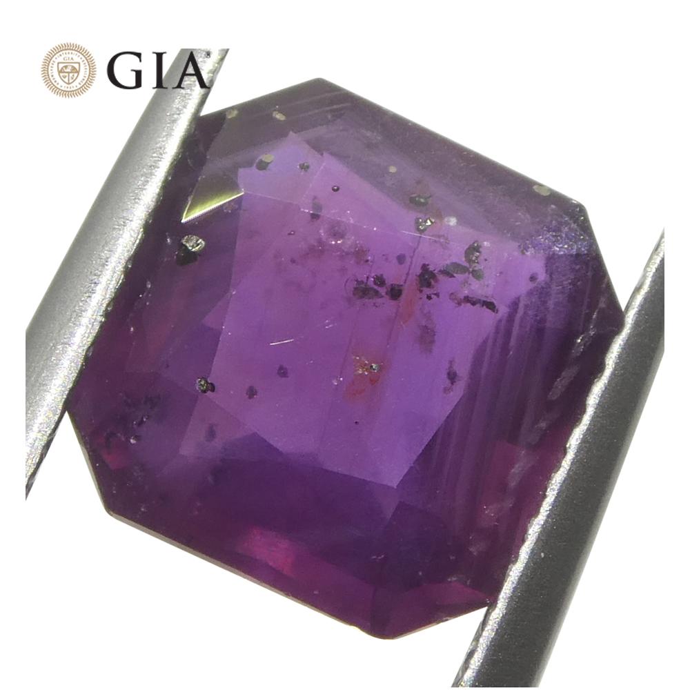 Rubí natural rojo púrpura octogonal/cuadrado de 2,63 ct certificado por el GIA África oriental sin calentar en Nuevo estado para la venta en Toronto, Ontario