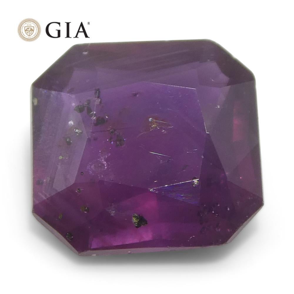 Femenino o masculino Rubí natural rojo púrpura octogonal/cuadrado de 2,63 ct certificado por el GIA África oriental sin calentar en venta