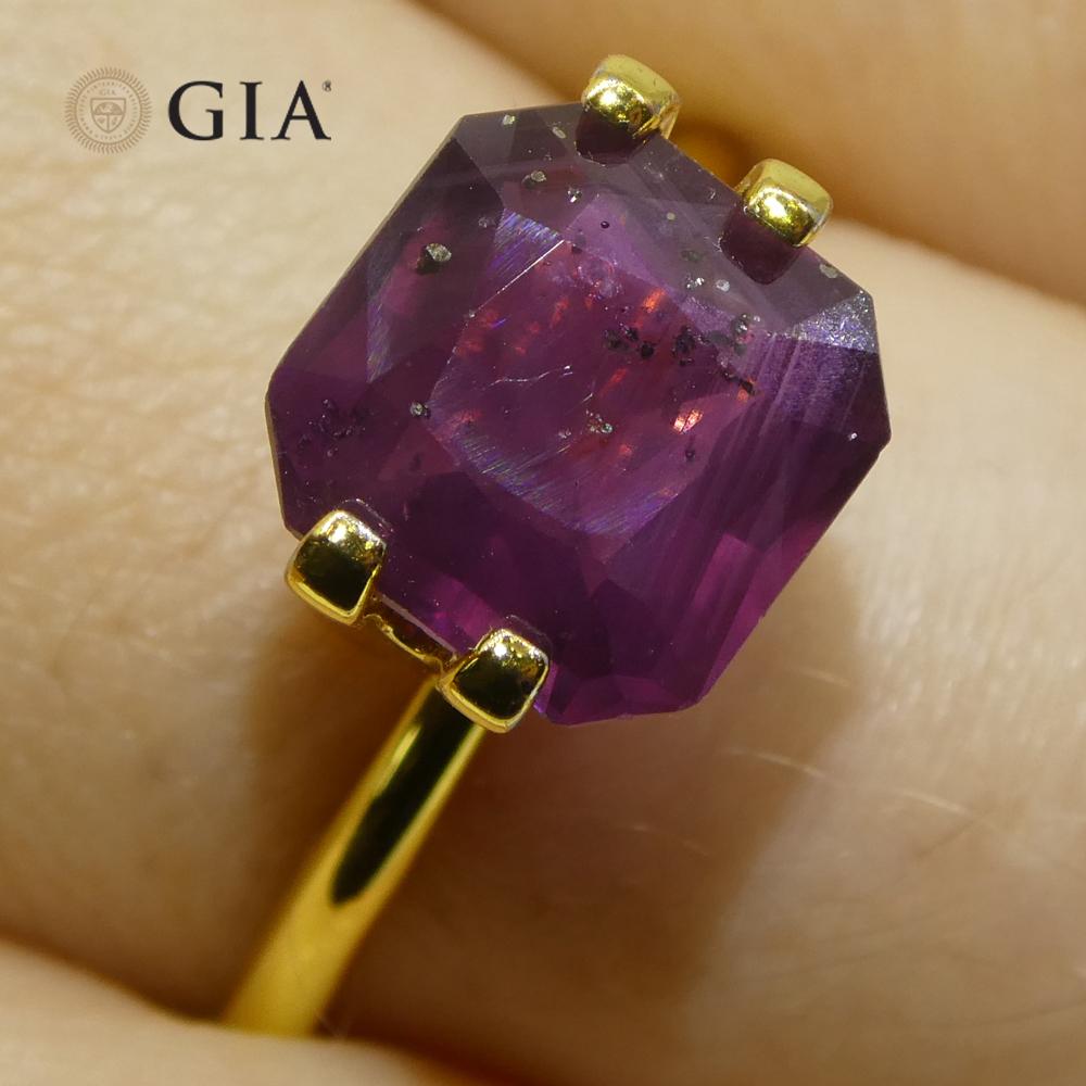 Rubí natural rojo púrpura octogonal/cuadrado de 2,63 ct certificado por el GIA África oriental sin calentar en venta 1
