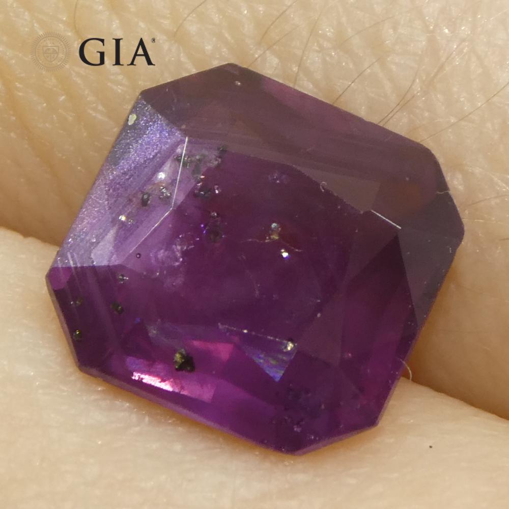 Rubí natural rojo púrpura octogonal/cuadrado de 2,63 ct certificado por el GIA África oriental sin calentar en venta 2