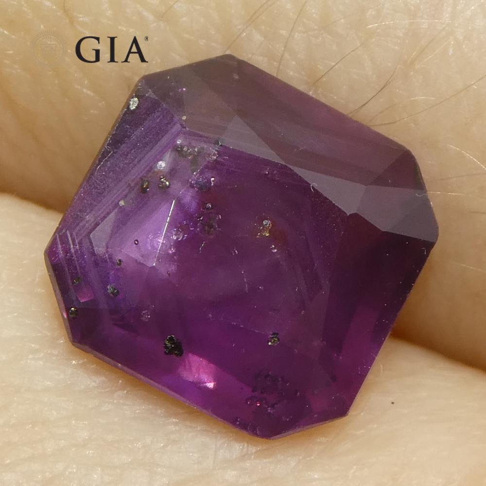 Rubí natural rojo púrpura octogonal/cuadrado de 2,63 ct certificado por el GIA África oriental sin calentar en venta 3