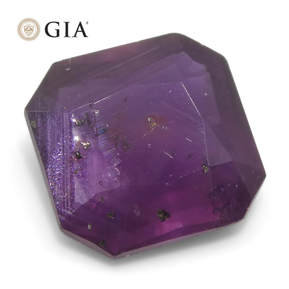 Rubí natural rojo púrpura octogonal/cuadrado de 2,63 ct certificado por el GIA África oriental sin calentar en venta 4