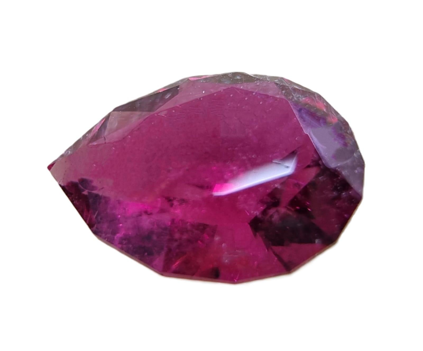 2.63ct Pear Cut Pinkish Red Rubellite Tourmaline Gemstone  In New Condition For Sale In Sheridan, WY