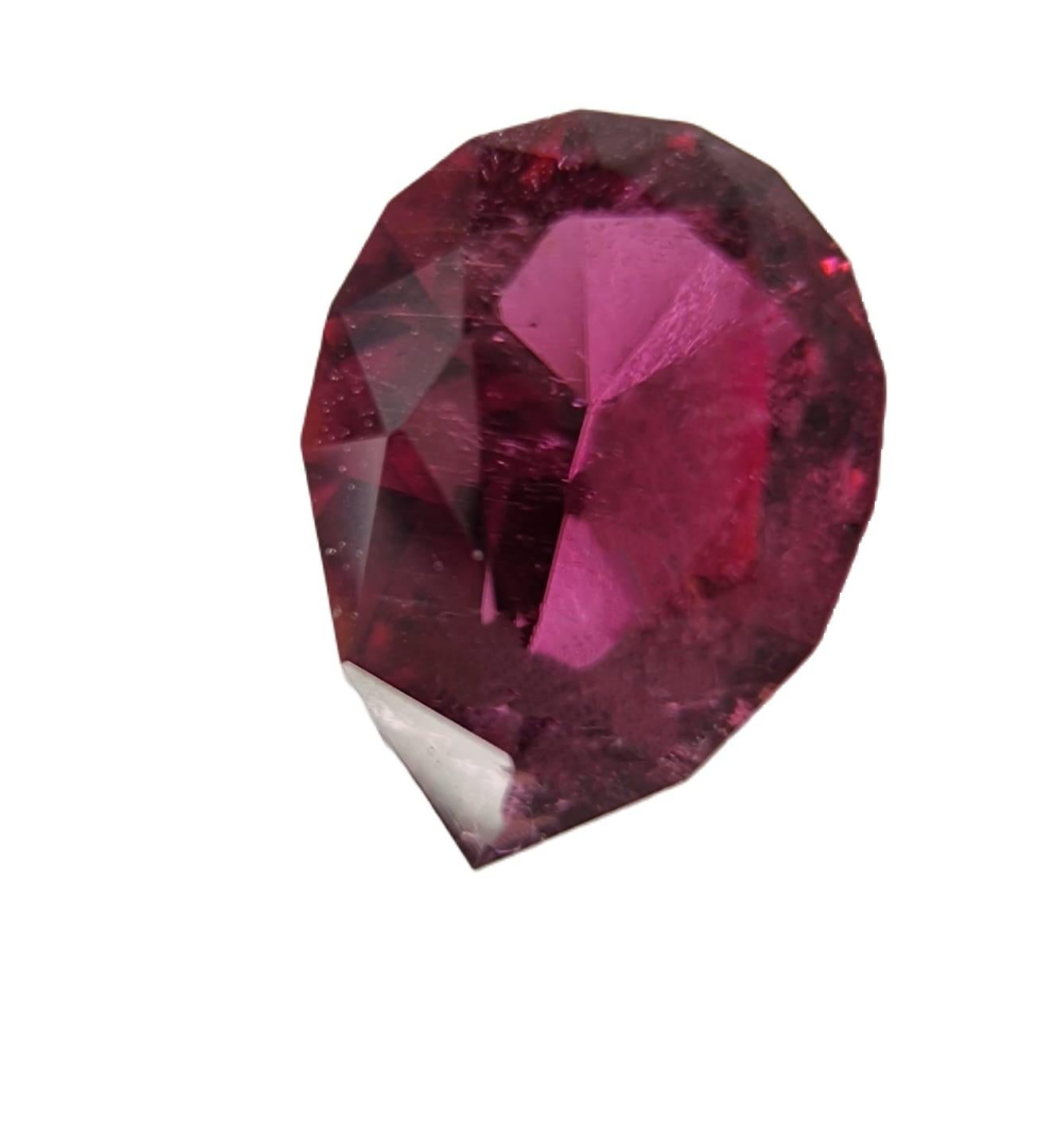 2.63ct Pear Cut Pinkish Red Rubellite Tourmaline Gemstone  For Sale 1
