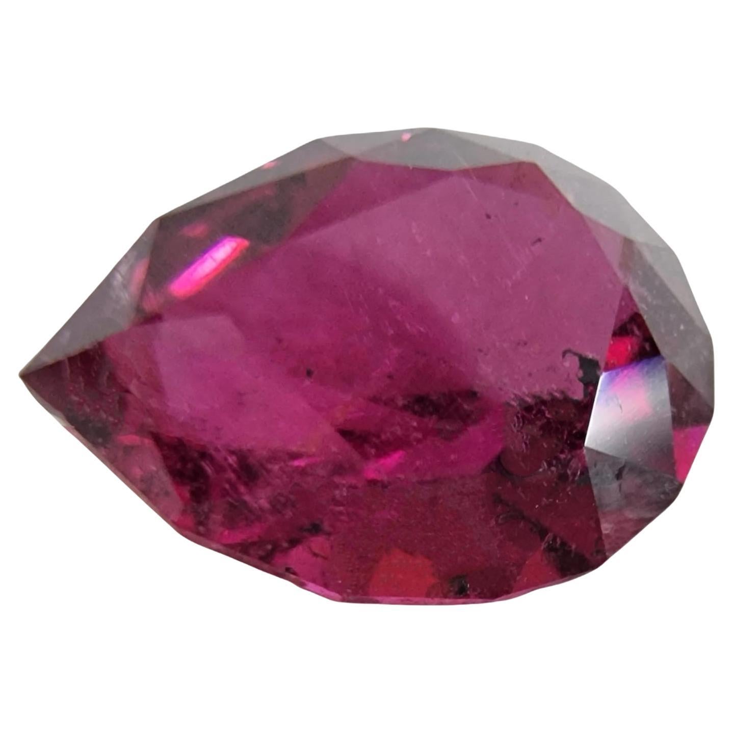 2.63ct Pear Cut Pinkish Red Rubellite Tourmaline Gemstone  For Sale